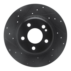Mercedes-Benz C300 Brake Rotor (1) - Rear Left - R1 Concepts - Drilled & Slotted - Black - `15-`21